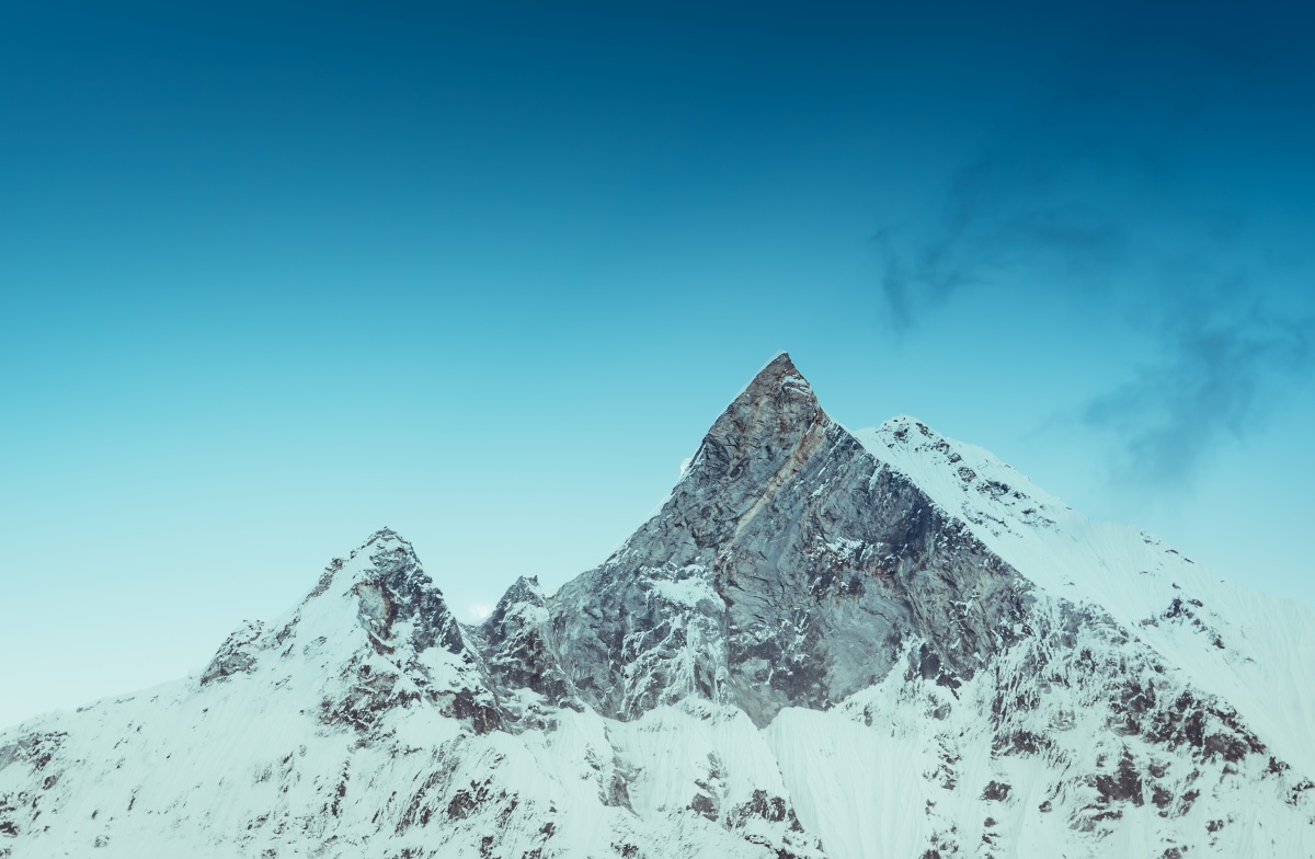 Pointy mountain top of Maccapuchare in Annapurna conservation area, Nepal