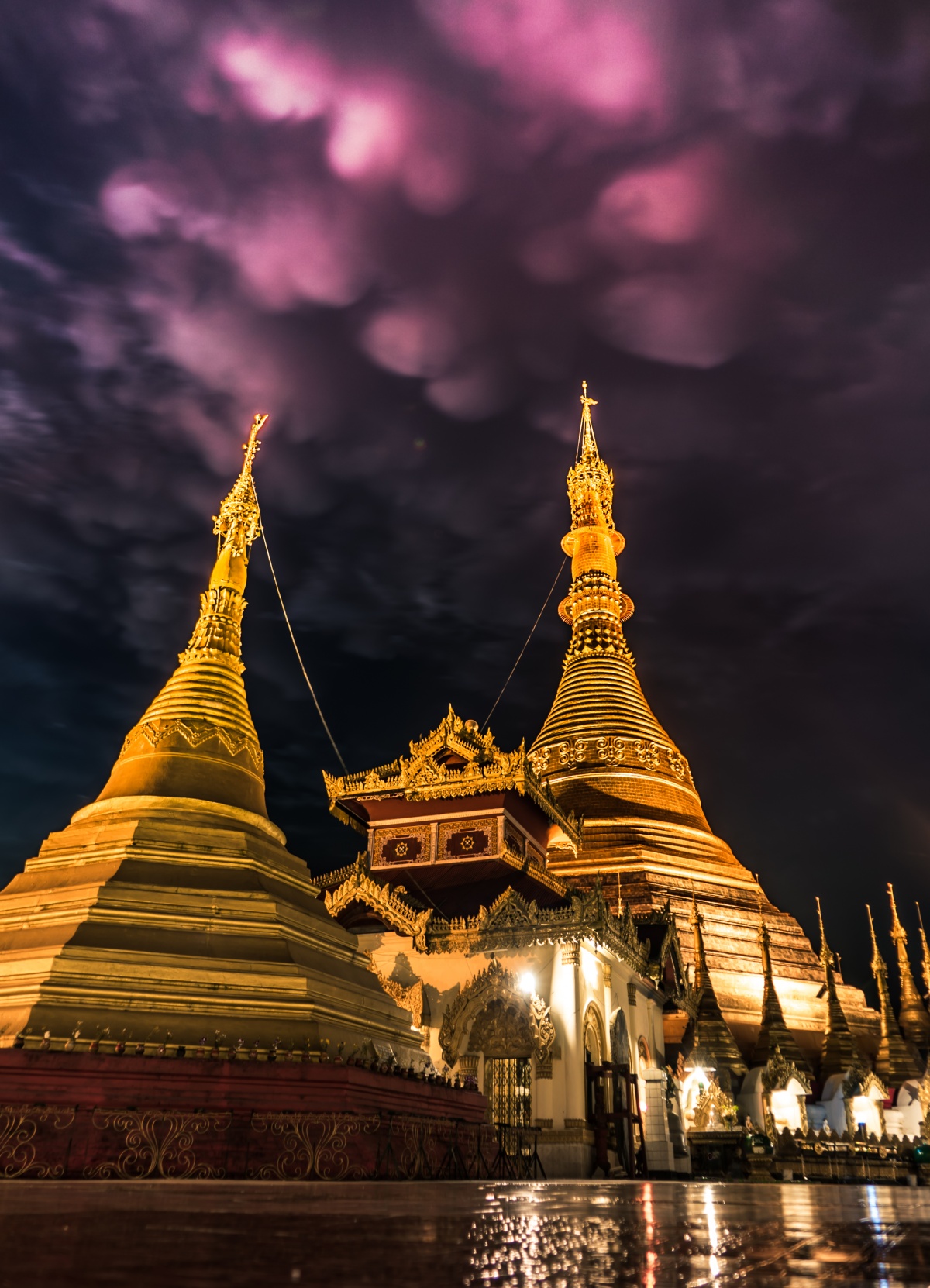 Photo of mammatus clouds over Kyaik Than Lan Paya Buddhist temple in Mawlamyine, Myanmar