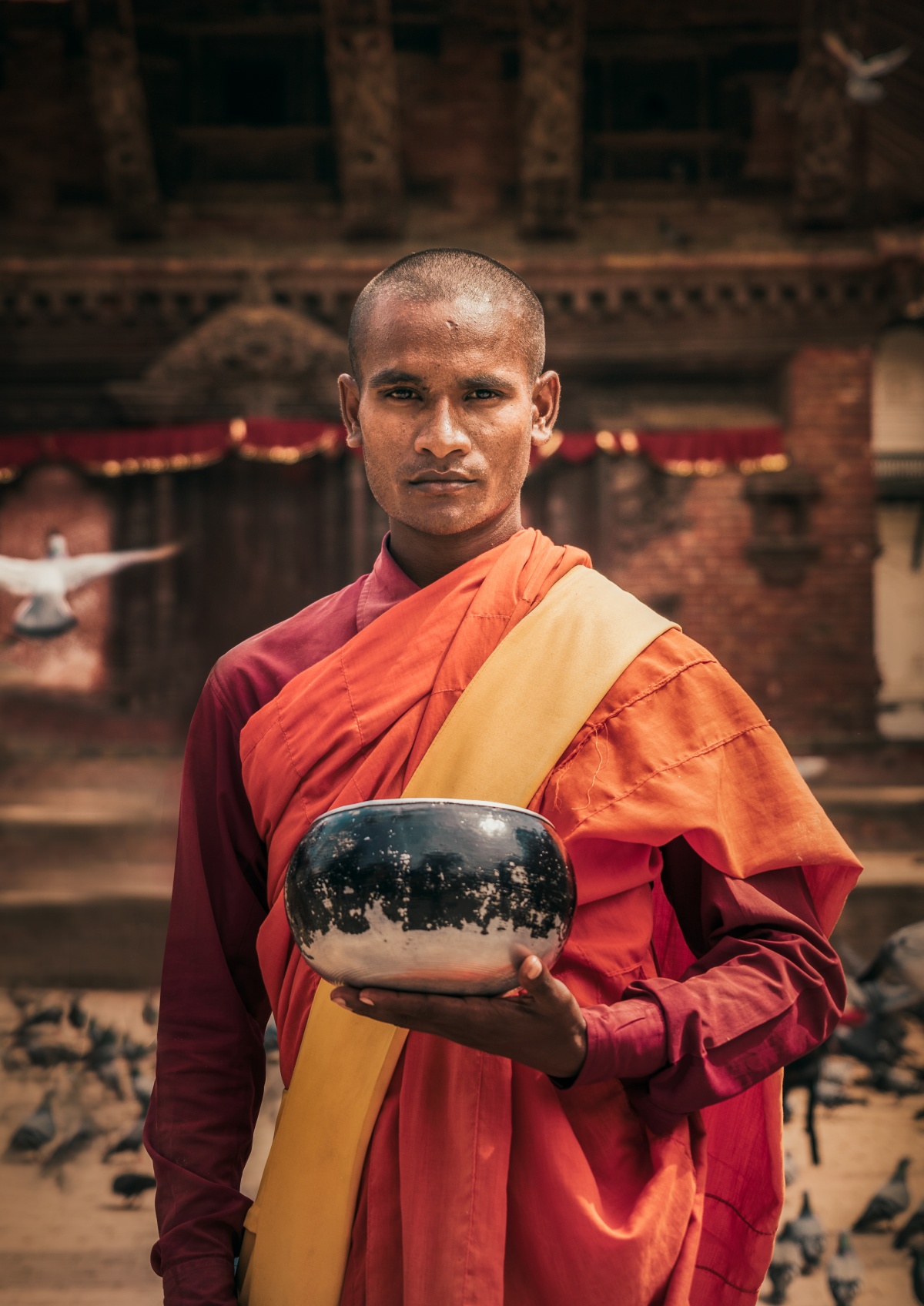 Photo of Nepalese monk in Durbar square, Kathmandu