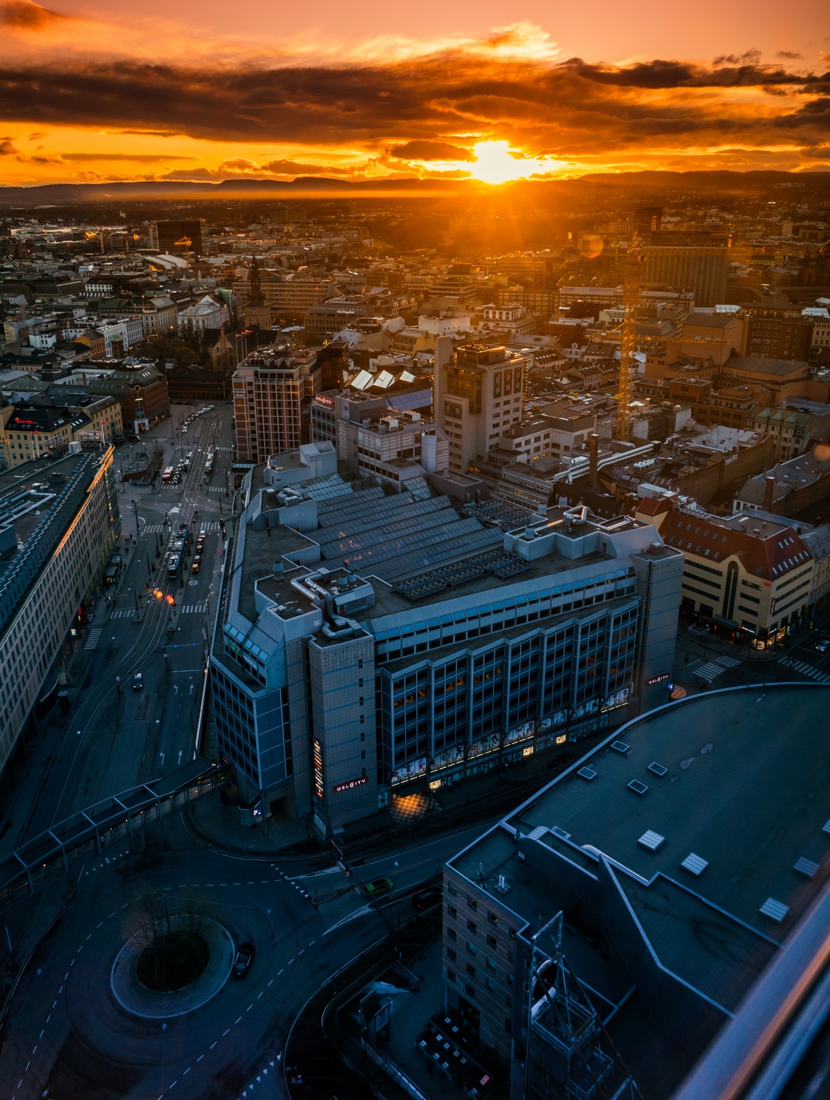 Urban sunset with vivid colors