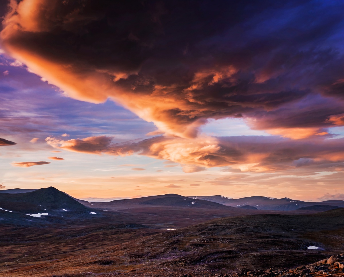 Photo of sunset in Sarek, Northern Sweden