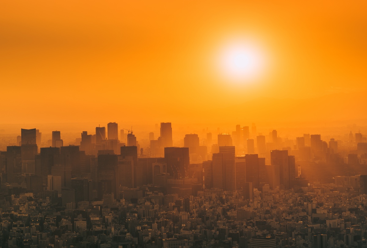 Sunset over Shinjuku downtown in Tokyo, Japan.